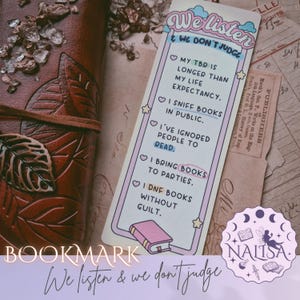 Bookmark Ascoltiamo e non giudichiamo | Regalo per gli amanti dei libri | fatto a mano in carta | segnalibro | Merchandising libresco | Di moda