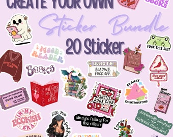 Sticker Bundle ''20 Stickers'' | Vinyl Stickers | Gift for book lovers | Book stickers | handmade stickers | for decorating e-readers
