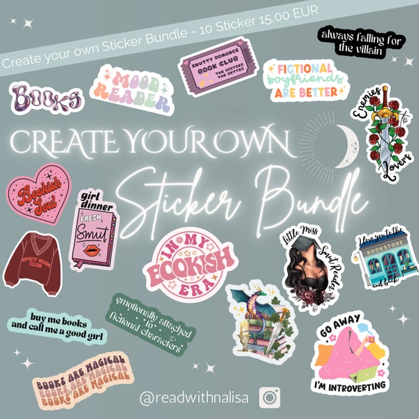 Sticker Bundle ''10 Sticker'' | Vinyl Sticker | Geschenk für Buchliebhaber | Buchsticker | handmade Sticker | Zum Dekorieren von E-Reader