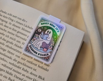 Magnetisches Lesezeichen - It's reading o'clock | Lesezeichen Geist | Geschenk für Buchliebhaber | Bookmark | Lesezeichen holographic