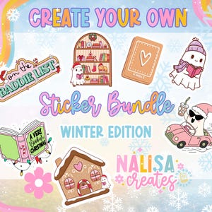 Winter und Weihnachten Vinyl Sticker | create your own bundle | Buchsticker Buchliebhaber für E-Reader, Laptop, Journaling | Christmas