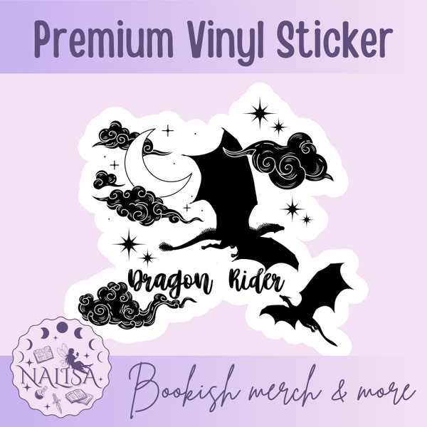 Sticker Dragon Rider | Fantasy Reader | Vinyl Sticker | Bookish stickers | Dragon | Dragon Wing | Geschenk Buchliebhaber | Bookish merch