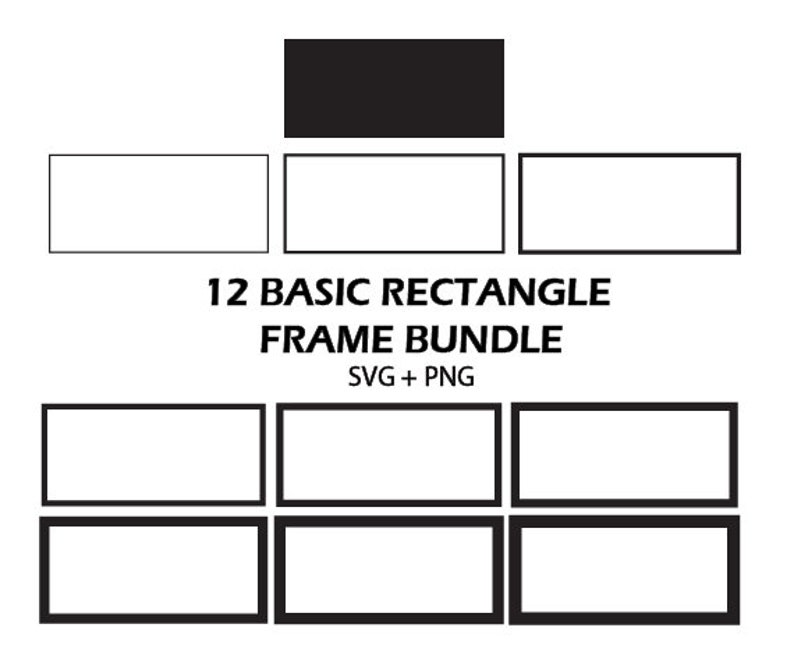 Basic Rectangle Frame SVG Bundle Border Box Frame PNG Rectangle Outline ...