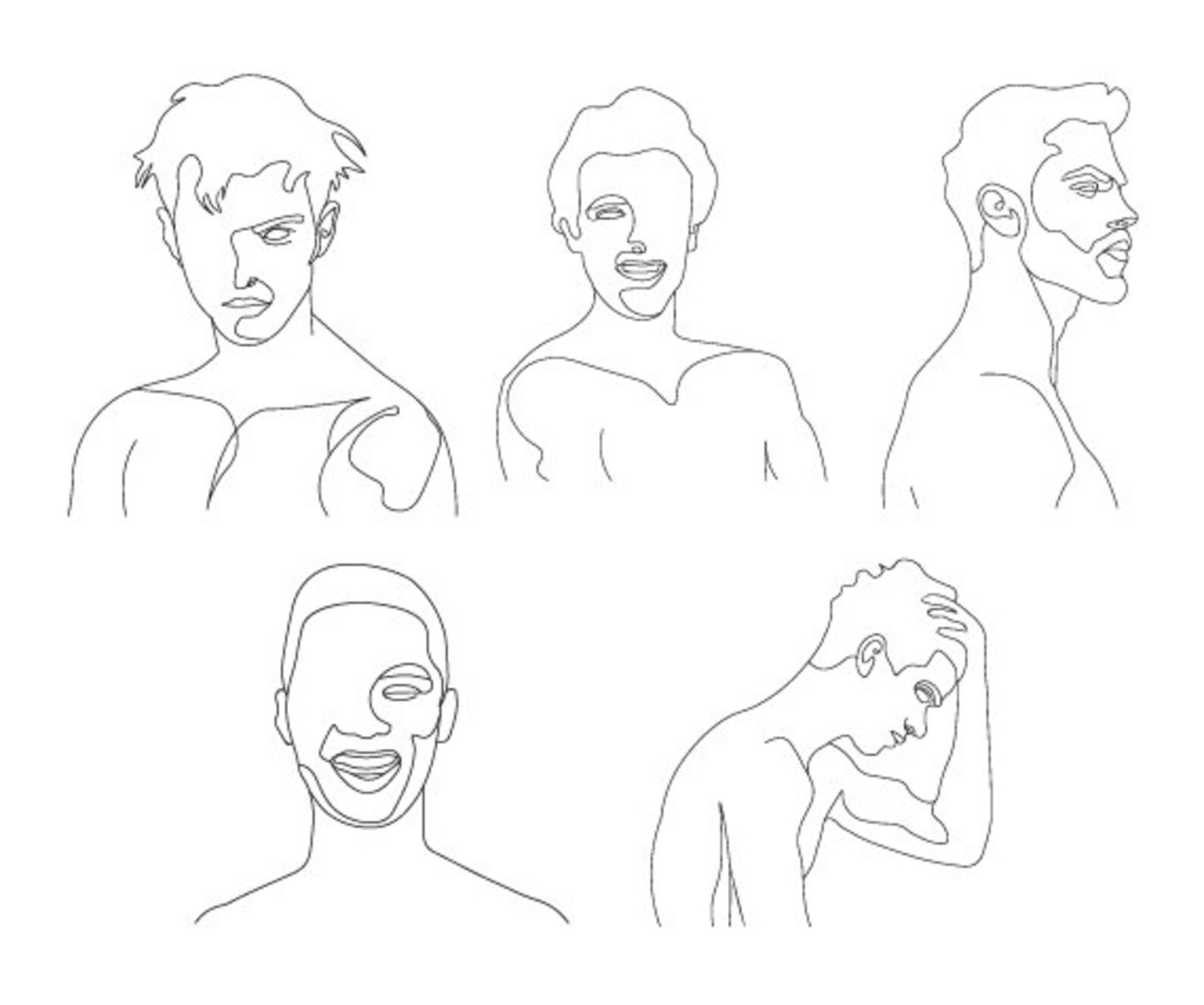 Man Line Art SVG Bundle Male Face Simple Line PNG Masculine Abstract