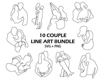 Couple Line Art SVG Valentines day Clipart Couple In Love PNG Romantic Couple Outline Valentines Couple One Line Art Abstract Couple Drawing