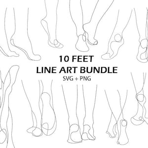 Feet Line Art SVG Bundle Leg Silhouette Cut File Foot Single Line Drawing Female Minimalist Feet Abstract Modern Doodle Feet Hand Drawn PNG