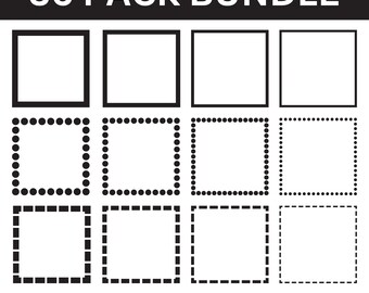 Basic Square Frame SVG Bundle Border Box Frame Dotted Square Outline ...