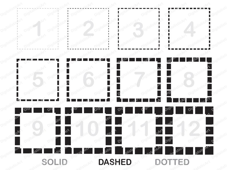 Basic Square Frame SVG Bundle Border Box Frame Dotted Square Outline