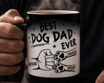 Taza personalizada para papás perrunos que cambia de color con el nombre de la mascota (325 ml)