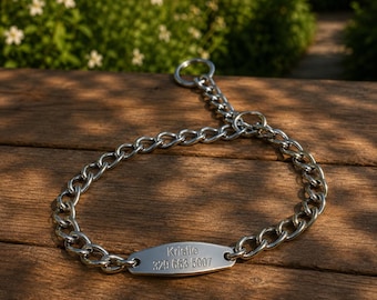 Collar de perro Martingale de acero resistente grabado a medida