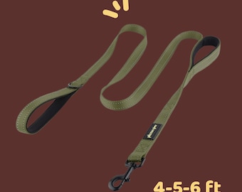 Correa para perros duradera de doble asa con asa acolchada de 1,8 m, clip reflectante y resistente, varios colores.