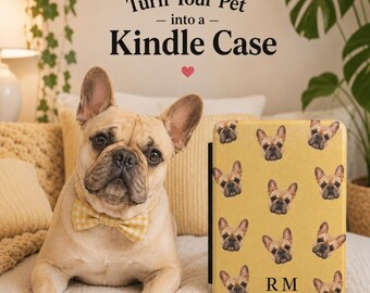 Funda personalizada para Kindle con iniciales y foto de la cara de la mascota, regalo para amantes de los perros.