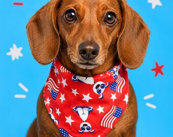 Pañuelo patriótico para perros, bufanda para mascotas con la bandera estadounidense de estrellas y rayas, accesorio para el Día de la Independencia del 4 de julio.
