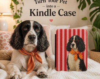 Funda para Kindle con retrato de mascota personalizado, funda personalizada para Paperwhite, funda personalizada para lector electrónico.