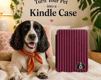 Funda para Kindle con retrato de mascota personalizado, funda personalizada para Paperwhite, funda personalizada para lector electrónico.
