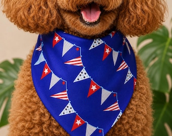 Pañuelo patriótico para perros, bufanda para mascotas con la bandera estadounidense de estrellas y rayas, accesorio para el Día de la Independencia del 4 de julio.