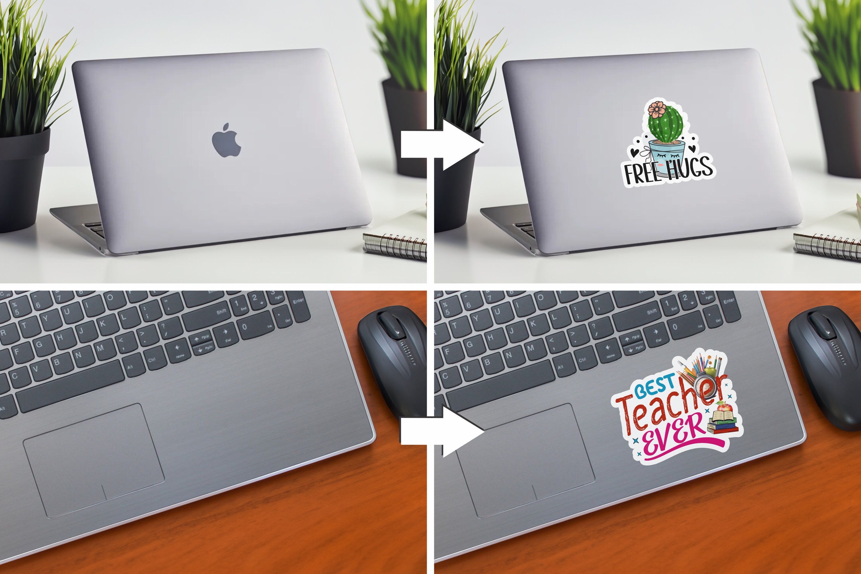 Sticker Mockup Bundle, Laptop Mock-up, Computer Decal, Die Cut Stickers ...