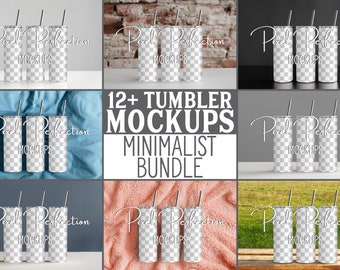 Tumbler Mockup, Minimalist Bundle, Sublimation Tumblers, Straight Tumbler PNG, Realistic Mockups, Easy to Edit in Canva, Photopea, Photoshop