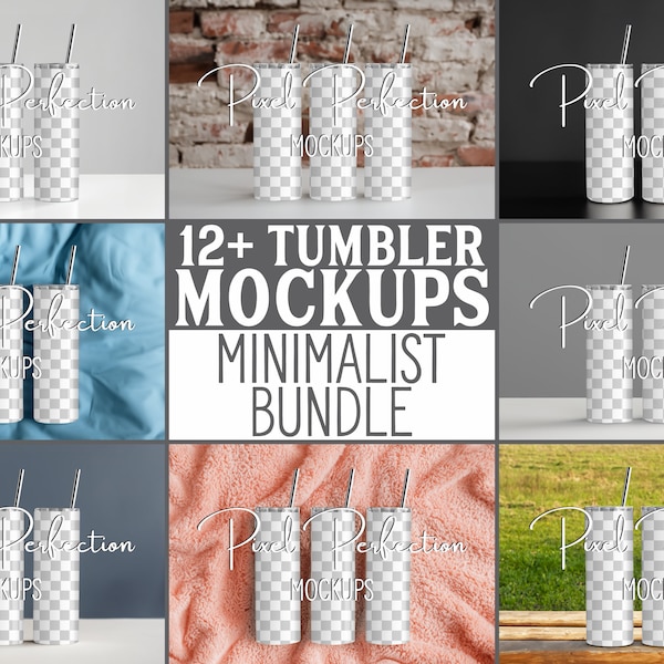 Tumbler Mockup, Minimalist Bundle, Sublimation Tumblers, Straight Tumbler PNG, Realistic Mockups, Easy to Edit in Canva, Photopea, Photoshop