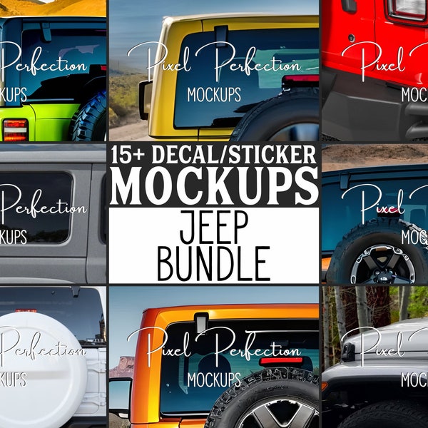 Jeep Decal Mockup, Jeep Bundle, Car Sticker, Vinyl Decal Mock-Up, Rear Window, Sticker Decal, Door Panel, Rear Window Mock Up, Hood Decal