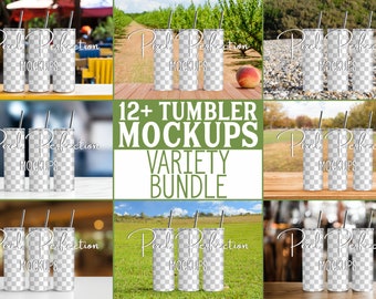Tumbler Mockup, Variety Bundle, 20oz Skinny Tumbler, Straight Tumbler PNG, Realistic Mockups, Easy to Edit in Canva, Photopea, Photoshop