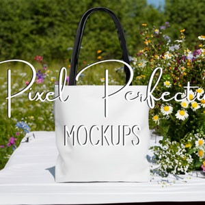Outside Tote Bag Mockup, Printify Mockup AOP, Tote Bag Black Handle, Tote Bag Mockup, All Over Print Tote Bag, Bag Mockup, Flowers Mockup