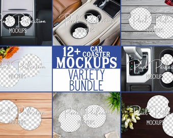 Car Coaster Mockup, Mockup Bundle, Sublimation Coasters, Coaster Mockup, Realistic Mockups, Easy to Edit in Canva, Photopea, Photoshop