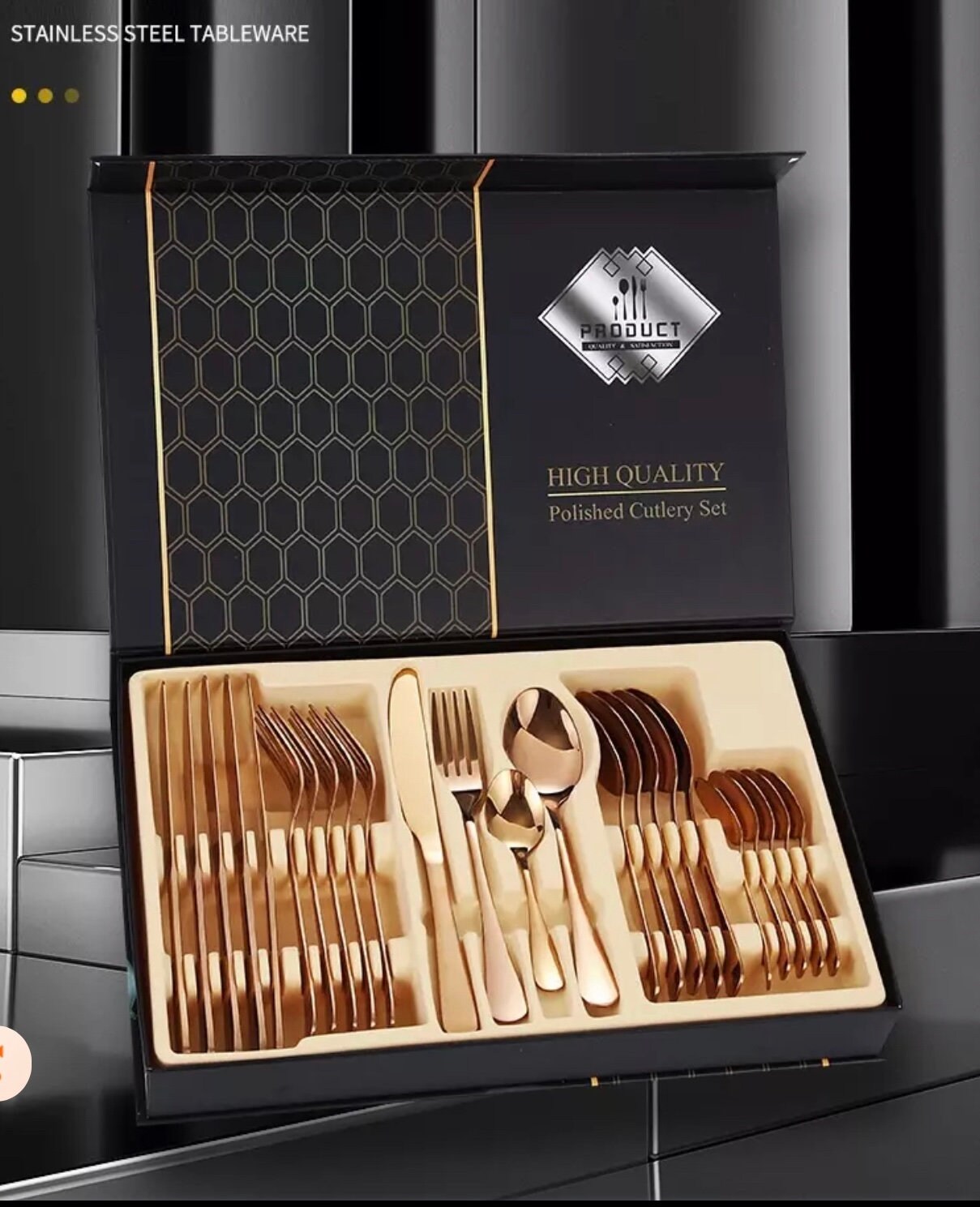 Light Luxury Rose Gold Cutlery Set Etsy