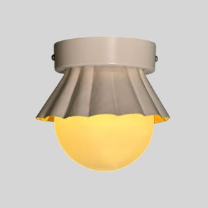 Vintage Inspired Small Flush Mount Lamp with Milk Glass - Unique Style Handmade Lighting Fixture - Customized Home Decor Lights
