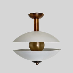 Handcrafted Pearl Brass Flush Mount Ceiling Light - Modern Home Decor