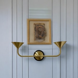 Handmade Raw Brass Picture Light Sconce: Mid Century Modern Light