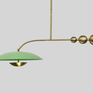 Mint Green Brass Chandelier  Brushed Brass Finish - Vintage Lighting Fixture - Brass Chandelier Light Fixture