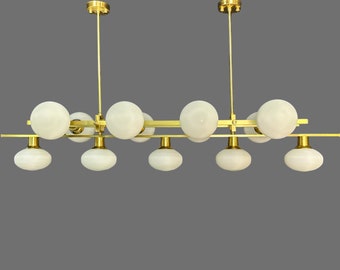 13 lights hand made pure raw brass mid century modern chandelier.