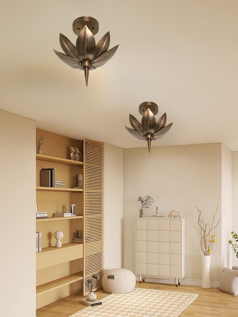 HOMEDECORARTEFACTS Lotus Flush Mount Light Fixture