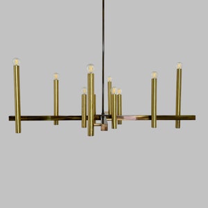 Handmade Raw Brass 10-Light Chandelier: Art Deco Light Fixture