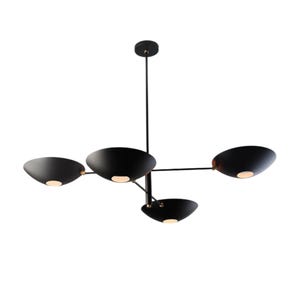 Counterbalance Chandelier: Modern Brass & Black Customizable Light