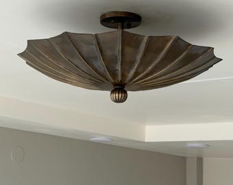 Handmade Brass Flower Flush Mount Ceiling Light