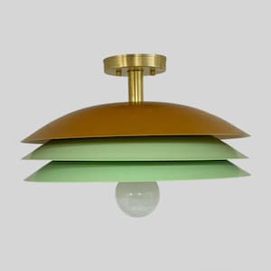 Handmade Brass Flush Mount Light Fixture: Modern 3-Shade Ceiling Light