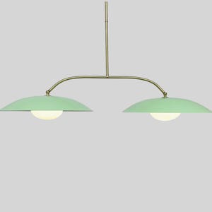 Mint Green Color Brass Chandelier - Industrial Dual Light Fixture - Brass Chandelier Light Fixture
