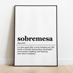 Sobremesa Definition Print, Spanish Wall Art, Spanish Decor, Spanglish Home Decor, Self-Love, Wall Hanging Spanish Bedroom, Digital Download
