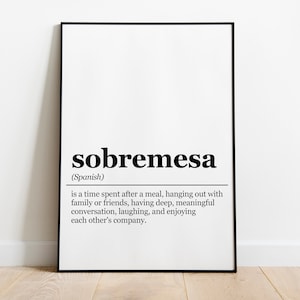 Sobremesa Definition Print, Spanish Wall Art, Spanish Decor, Spanglish Home Decor, Self-Love, Wall Hanging Spanish Bedroom, Digital Download