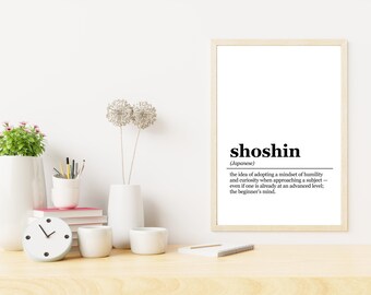 Shoshin Definition Print, Japanese Word Print, Japanese Wall