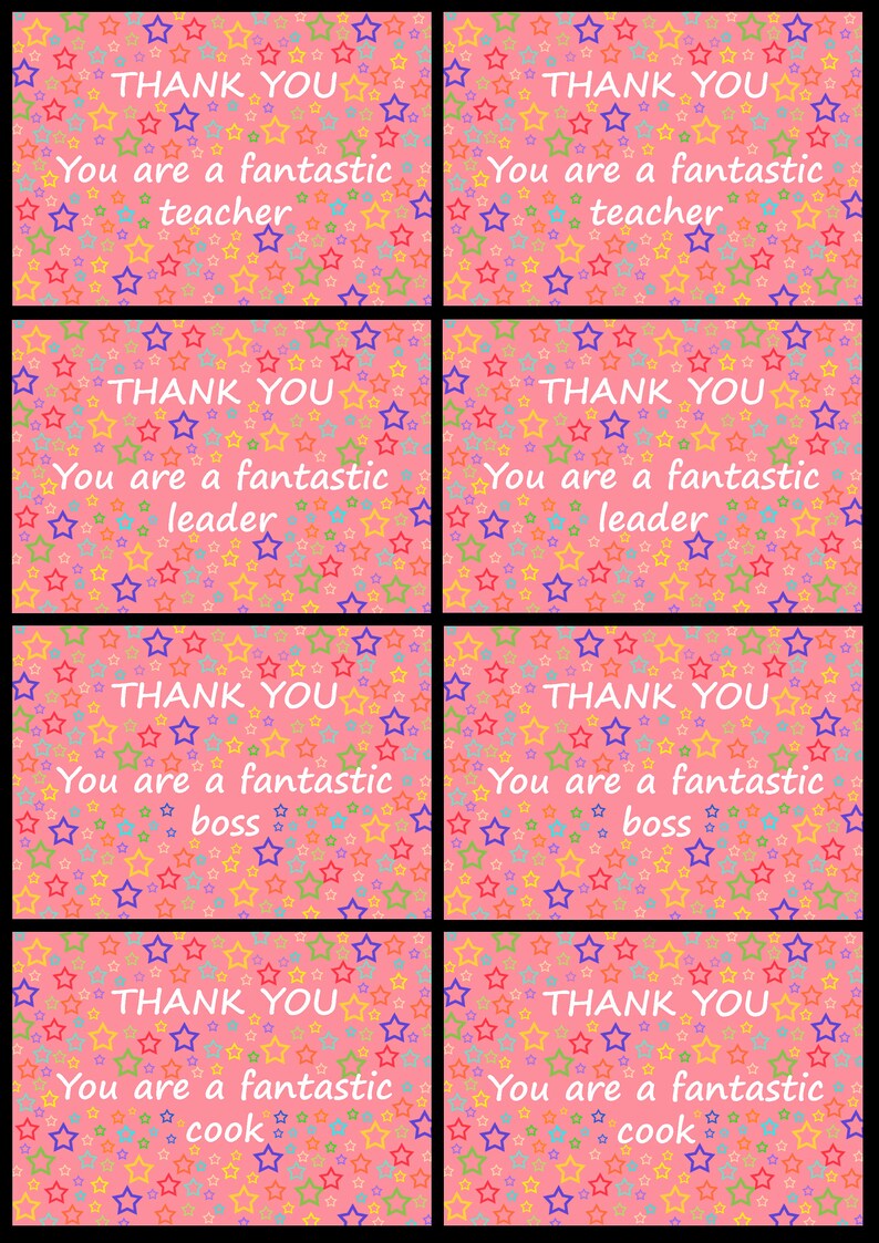 Digital Printable Starry Thank You Cards Etsy