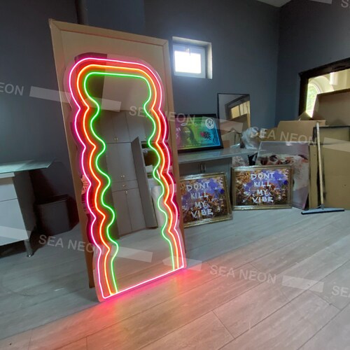 Custom Wavy Neon Mirror Full Length Mirror Wavy Led Custom - Etsy