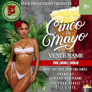 Folleto editable del Cinco de Mayo, Folleto de eventos, Plantilla de volante del club, Folleto del club nocturno, Folleto nocturno de damas, Folleto del viernes por la noche, PSD