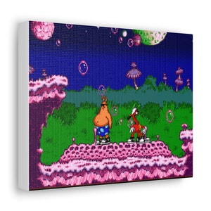 Toejam e Earl Panic su Funkotron SEGA Genesis Videogioco retrò anni '90 Pixel Art Canvas Gallery Wrap Ottimo regalo per giocatori e collezionisti retrò