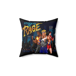 Sega Genesis 90s Retro Video Game Cover Art Polyester Double Side Pillows 14x14 Streets of Rage Ecco the Dolphin Shining Force Toejam & Earl