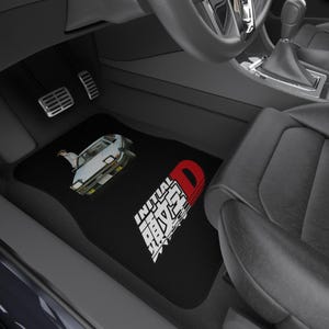 Initial D Anime AE86 Treuno Non Slip Rubber Backing Set of 2 Front Car Mats Car Enthusiasts Racing Retro Japanese image 5