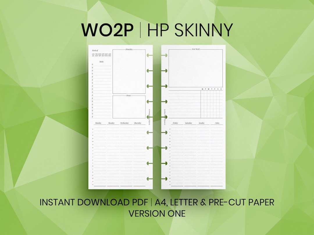 Happy Planner Skinny Inserts | Week on Two Pages (digital Download) - Etsy