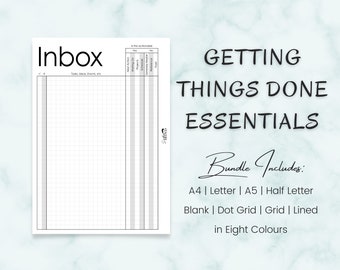 GTD Planner Essentials Bundle: Printable Productivity Inserts (Digital Download)